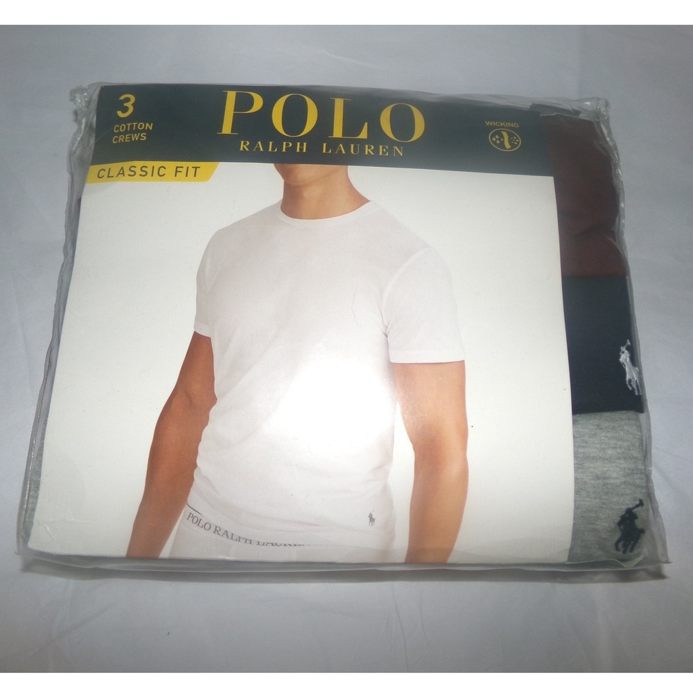 Polo Ralph Lauren Mens 3 Pack Classic Fit Cotton Crew Neck Undershirts XL Multi